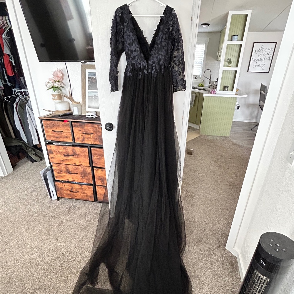 Black A-line Sexy wedding dress